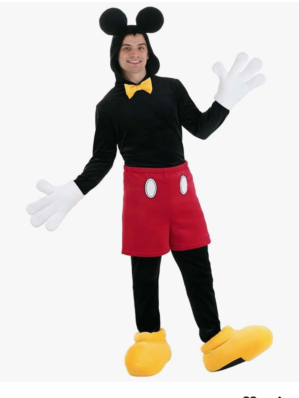 Classic Black and Red Mouse men’s  Costume with Yellow Bow